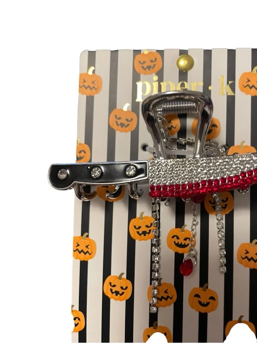 Piper K - Rhinestone Bloody Cleaver Hair Claw Clip Halloween Butcher Costume
